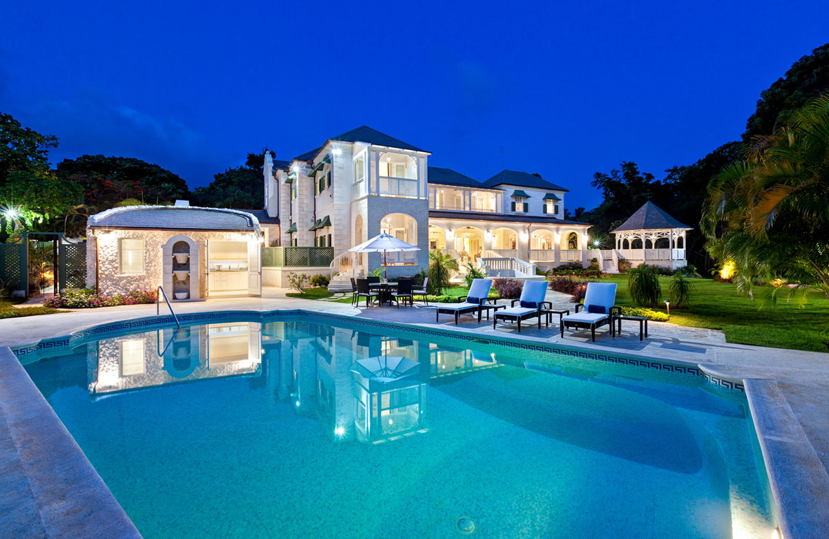 Windward, Sandy Lane, St. James, Barbados-REAR-EXTERIOR-TWILIGHT-OVER-POOL.jpg